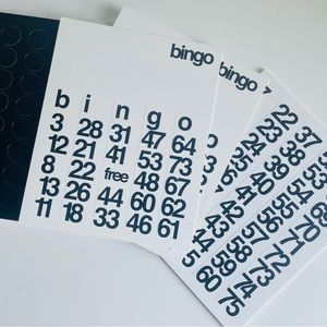 CB2 Bingo Board Game Night Cards Party Family Time Box = 8.5x11” NEW